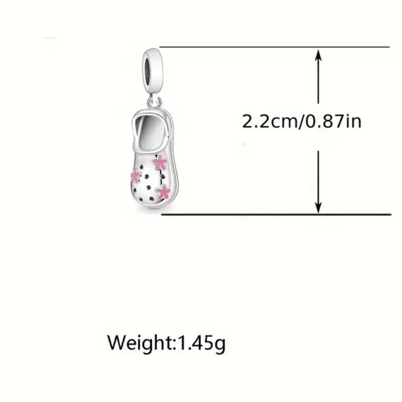 925 Sterling Silver CROCS Charm/Pendant with Pink Flower Accents - NWT - Picture 4 of 6
